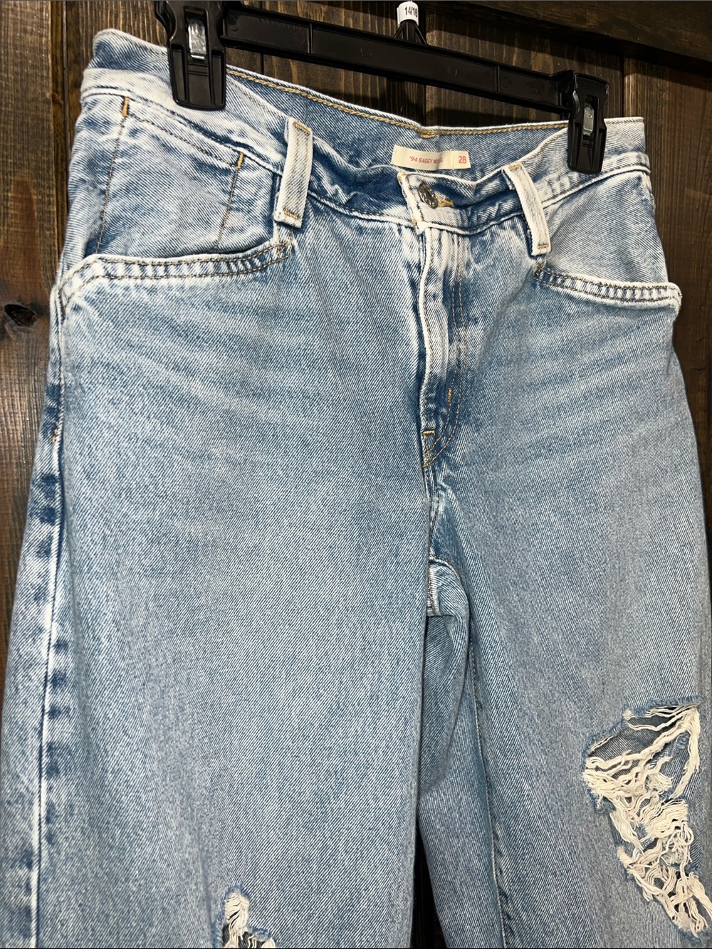 Levi's '94 Baggy Wide Leg Jeans 28 Distressed Light - Picture 9 of 12